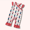 Boots and Blooms Romper - floral print with ruffle flutter sleeves and star trim