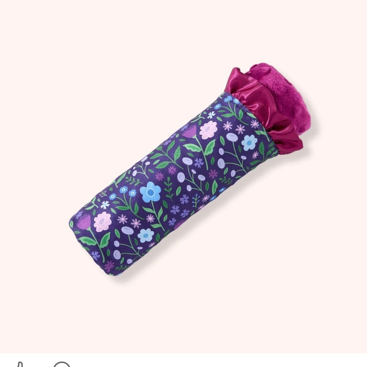 Breezy Blossoms Minky Blanket - navy wildflower print with magenta minky backing