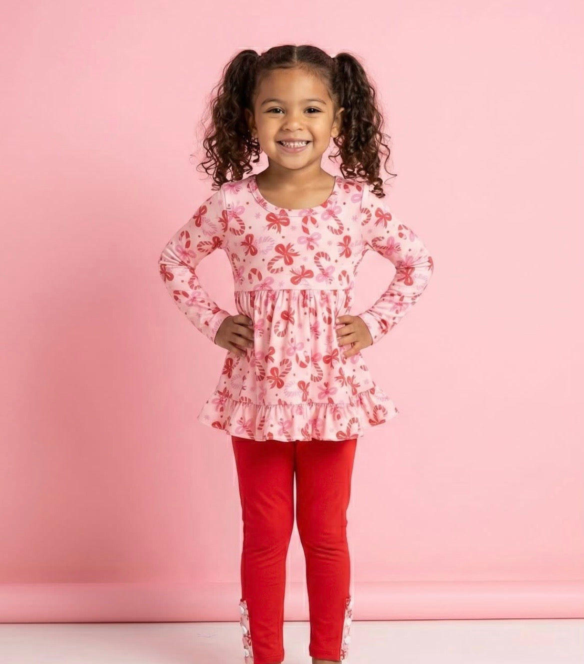 Girls Candy Cane Cuties 2-Piece Pant Set | Christmas Holiday Outfit | Preorder