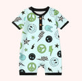 Baby Boy Electric Print Romper | Infant Summer One Piece | Cool Boy Outfit