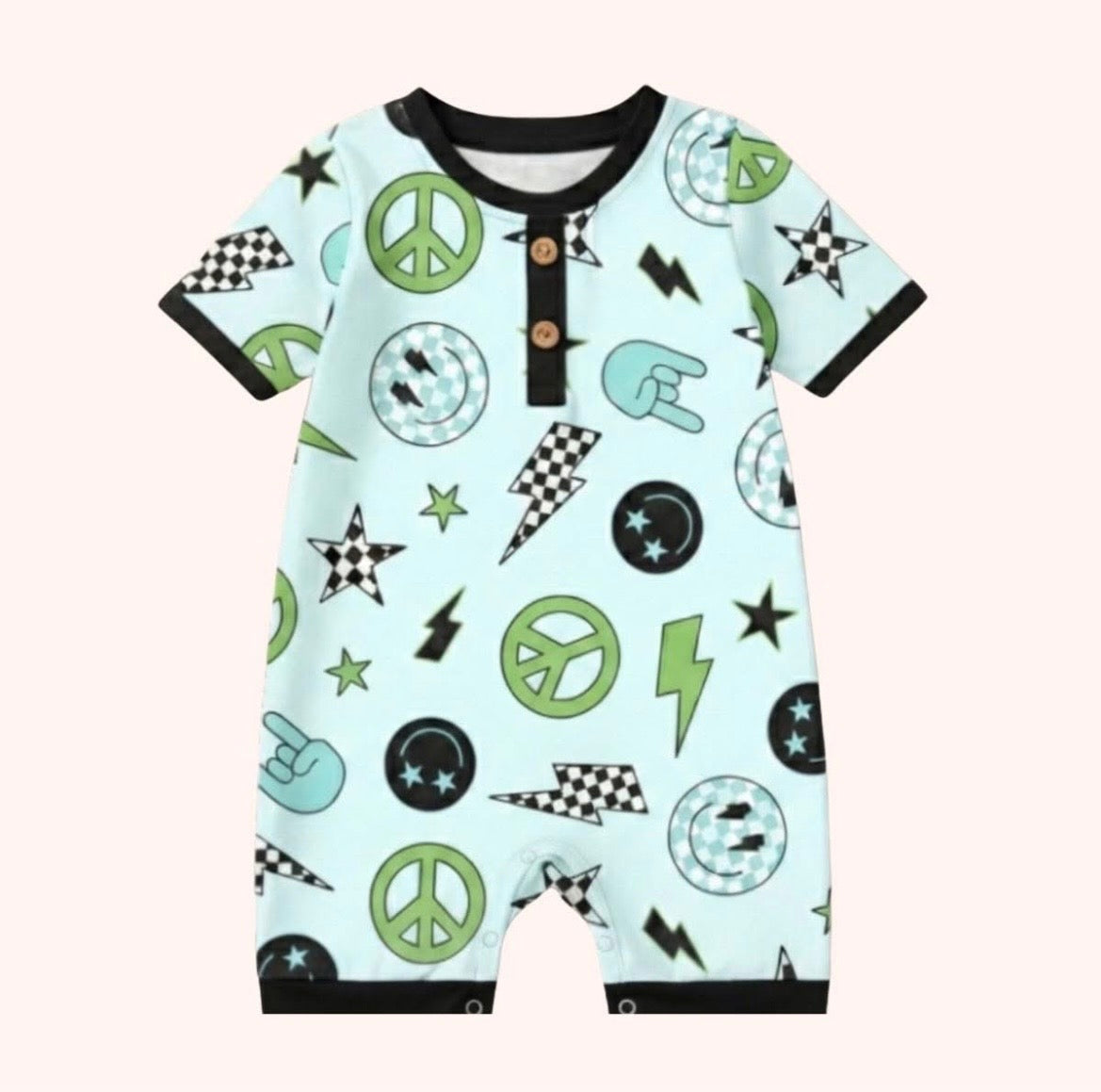 Baby Boy Electric Print Romper | Infant Summer One Piece | Cool Boy Outfit