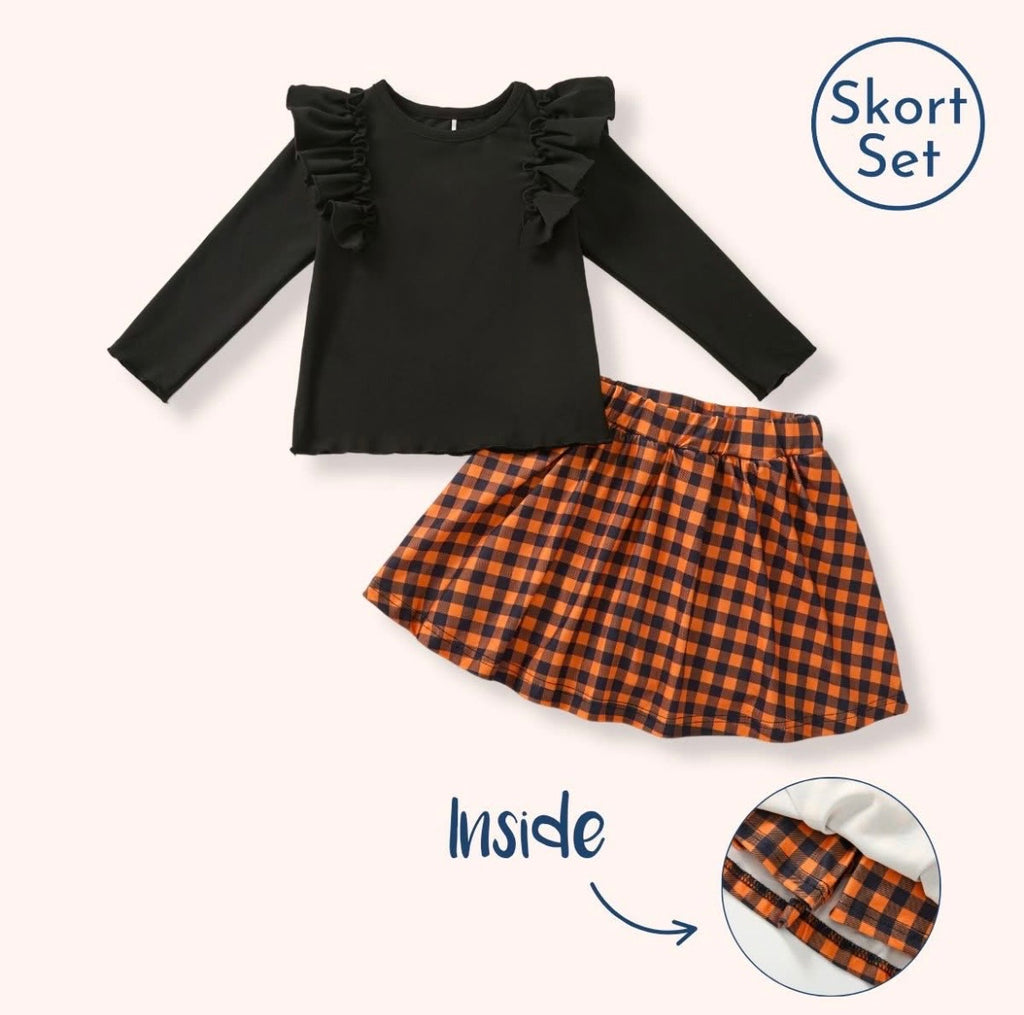 Harvest Gingham Skort Set — Preorder