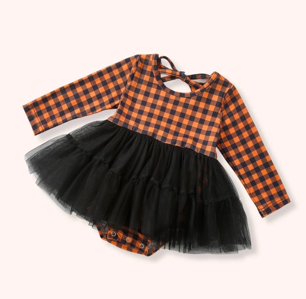 Harvest Gingham Tulle Romper — Preorder