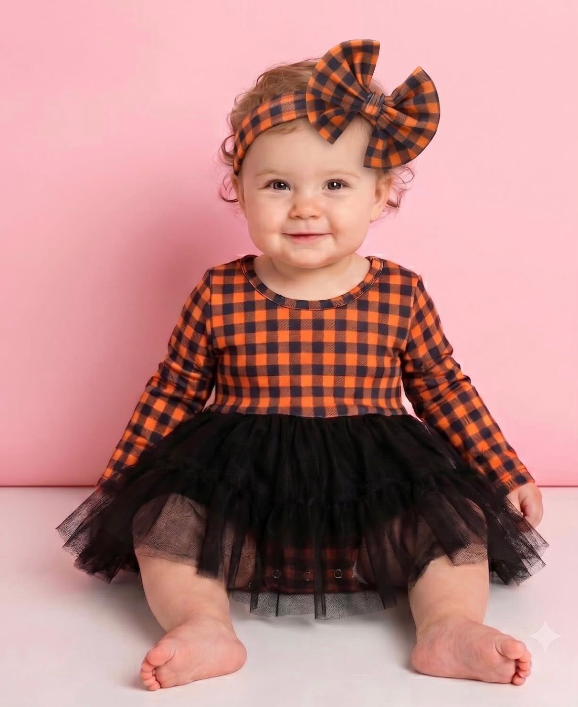 Harvest Gingham Tulle Romper — Preorder