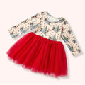 Hunny Holiday Tulle Dress - Christmas print bodice with red tulle skirt