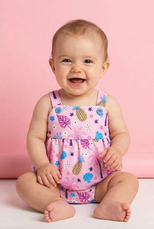Baby Girl Tropical Romper | Infant Summer Outfit | Palm Print One Piece