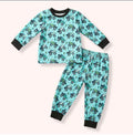 Big Wheels Loungewear Set - mint monster truck all-over print two-piece top and jogger set with black ribbed trim