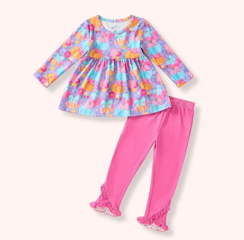 Preppy Pumpkins 2 PC Pant Set flat lay
