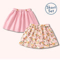 Fall Capsule Skort Set - 2-pack with solid blush pink and ditsy floral skorts